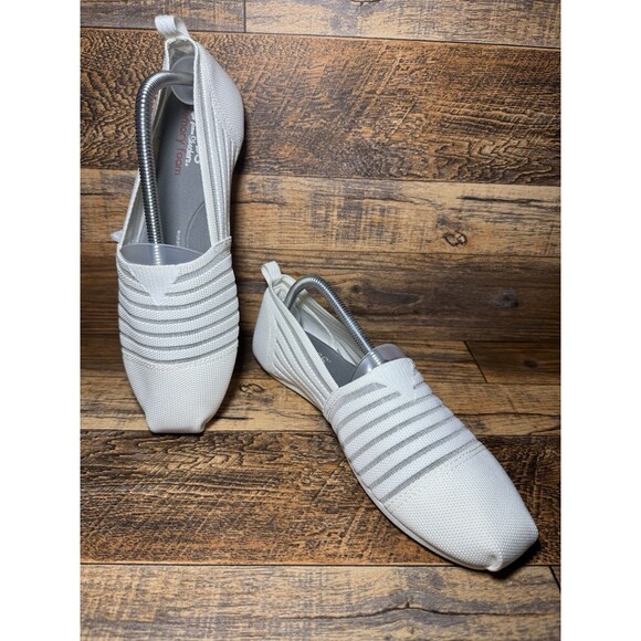 Skechers BOBS Womens Plush Golden Hour White Slip‎ On Mesh Loafer sz 10 - Picture 1 of 10